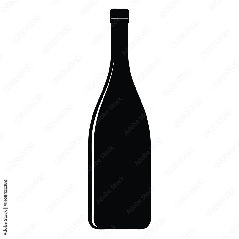 A sleek black silhouette of a wine bottle creates a sophisticated and minimalist visual A sleek black silhouette of a wine bottle creates a sophisticated and minimalist visual