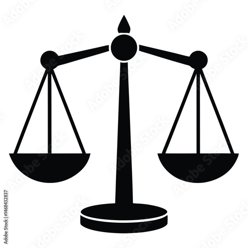 Balance scale silhouette signifies justice, law, fairness, and impartiality within the legal system