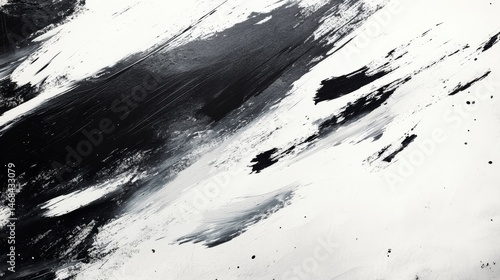Abstract Black and White Diagonal Brushstrokes Painting