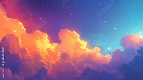 Colorful nebulous clouds with distant stars. [Celestial Drift] | Lightyear Horizons | distant stars. Illustration