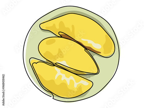 Durian, in continuous line, draws on a white background.