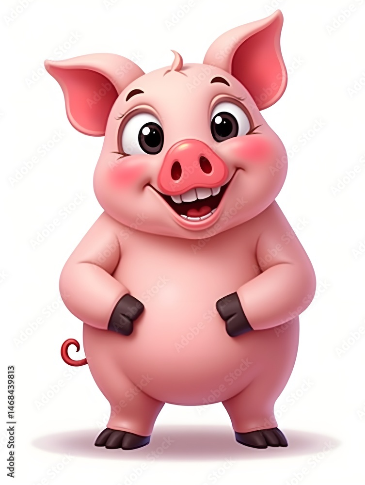 Cartoon Mascot Pig Illustration with Logo Style Cartoon Mascot Pig Illustration with Logo Style