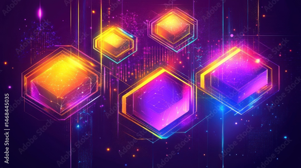Obraz premium Abstract glowing hexagons