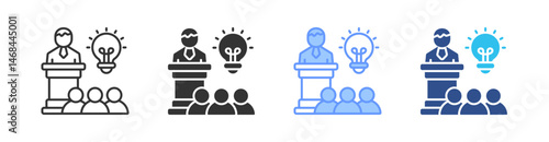 Motivational Speech Multi Style Icon Set Vector 