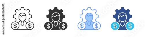Manager Multi Style Icon Set Vector 