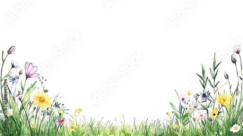 Floral watercolor art nature landscape vibrant flowers fresh greenery peaceful viewpoint