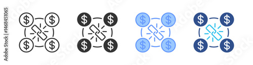 Blockchain Multi Style Icon Set Vector 