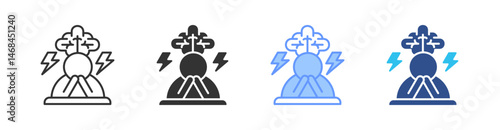 Depression Multi Style Icon Set Vector 