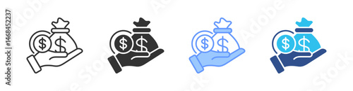 Money Multi Style Icon Set Vector 