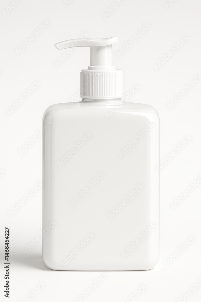 White plastic dispenser bottle with pump cap isolated on white background. Studio product shot. Hygiene and cosmetic packaging concept. Design for banner, poster, header, mockup. Front view White plastic dispenser bottle with pump cap isolated on white background. Studio product shot. Hygiene and cosmetic packaging concept. Design for banner, poster, header, mockup. Front view