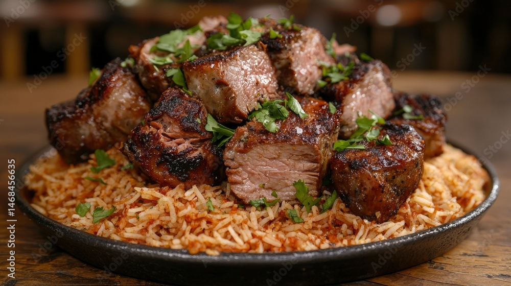 Grilled meat and rice dish Grilled meat and rice dish
