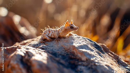 A thorny devil basking in the sun in the Australian outback. photo