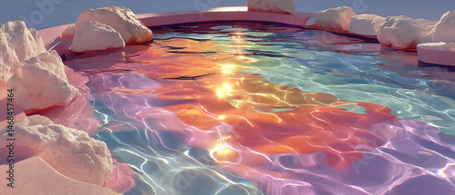 subtle layers of colored light reflections on water surface