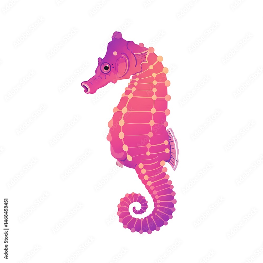 Obraz premium Pink and Purple Gradient Seahorse on a White Background Detailed Design