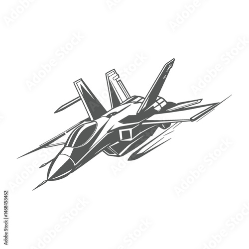 Collection of Fighter Jets in Silhouette illustration