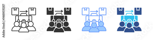 B2C Multi Style Icon Set Vector 