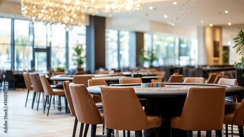 Wallpaper Mural Modern interior with round tables and chairs for business meetings Torontodigital.ca