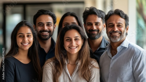 Diverse group of people standing together in a row.