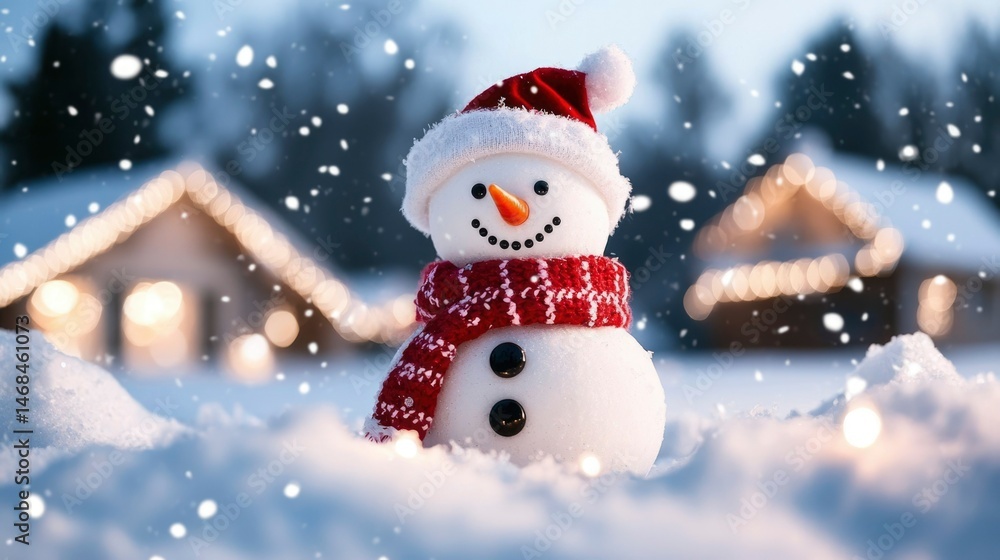 Fototapeta premium Snowman in winter scene
