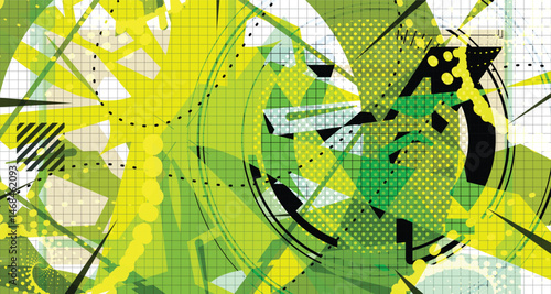 Culturing Colorful Futuristic Abstract Background Bold Wireframe Texture Elements and Modern Comic Style Shapes And Dynamic Effects and Icons Design