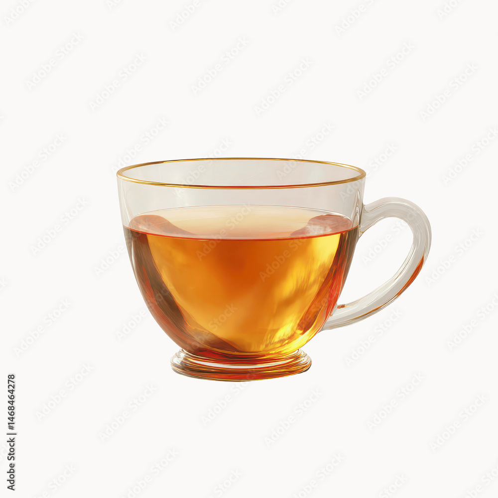 A Cup of Golden Tea on a Striped Transparent background A Cup of Golden Tea on a Striped Transparent background