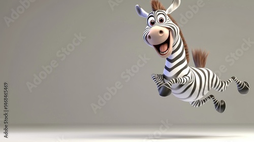 Cartoon zebra jumping in studio