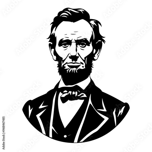 Abraham Lincoln Portrait Black and White Vector Illustration
