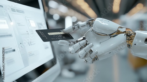 Robotic Hand Using Credit Card for Online Payment Futuristic Technology