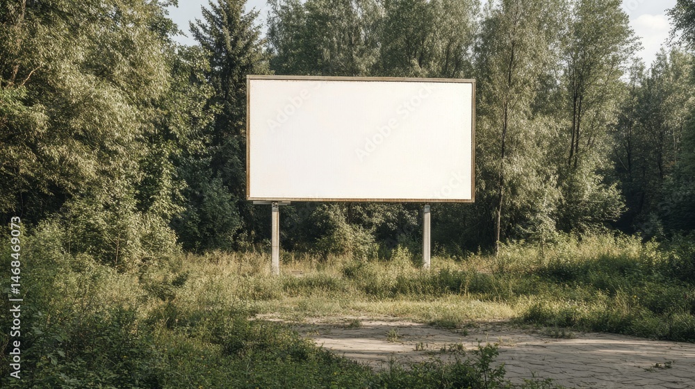 Fototapeta premium Blank Billboard in a Wooded Area Advertising Space Nature Background