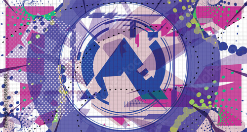 Culturing Colorful Futuristic Abstract Background Bold Wireframe Texture Elements and Modern Comic Style Shapes And Dynamic Effects and Icons Design