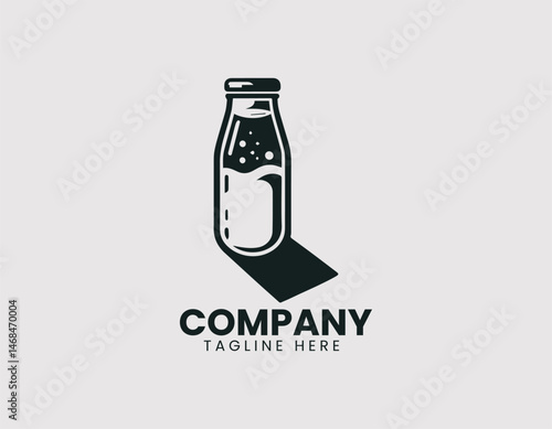 Glass Milk Bottle with Wire Bail Closure Vector Logo Design, Vintage Glass Milk Bottle Wire Lid Logo Vector