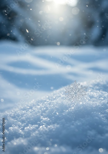 Wallpaper Mural Snowflake on Glittering Snow Surface Torontodigital.ca