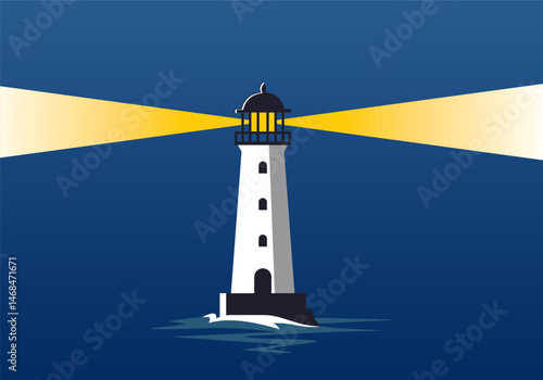 lighthouse on the island.  vector logo or symbol icon
