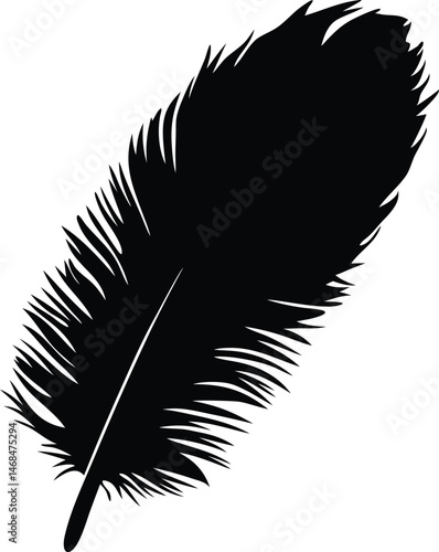 Feather silhouette vector, Black quill feather silhouette