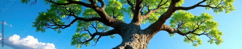 Ancient oak, branches reaching vibrant blue sky, nature, nature photography, outdoor Ancient oak, branches reaching vibrant blue sky, nature, nature photography, outdoor