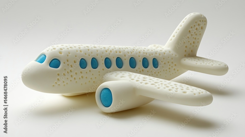 Fototapeta premium Playful white airplane toy on plain background