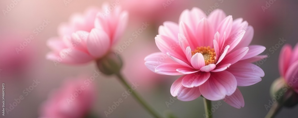 Obraz premium Delicate pink & white ranunculus blossoms, close-up , elegant, flower power, white
