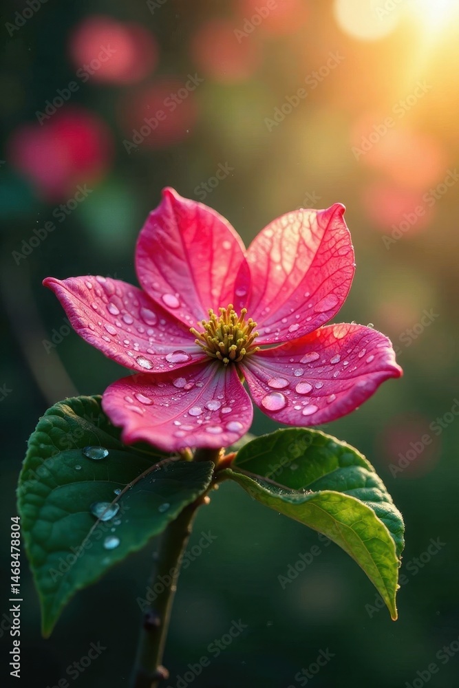 Obraz premium Dew-kissed dogwood blossoms gleam softly in dawn's embrace , petal, floral, delicate