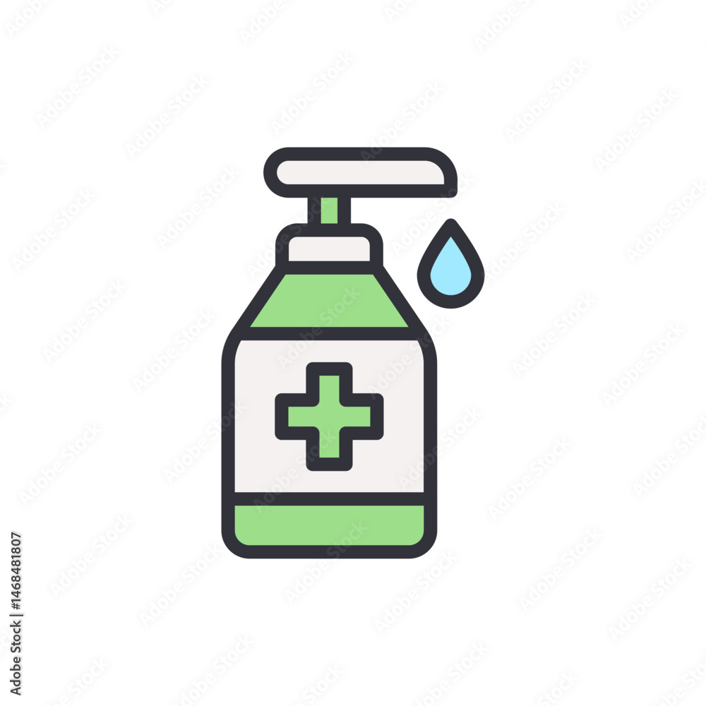 Illustration of a bottle of hand sanitizer for hygiene and protection Illustration of a bottle of hand sanitizer for hygiene and protection