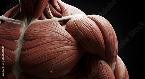 Realistic Human Muscle Anatomy Structure Detailed Close-up of Muscular Body in Artistic Representation
