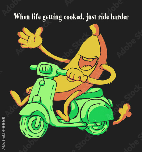 Funny banana pun character illustration. Can be used as Sticker, posters, prints. Retro cartoon style. Vector illustration