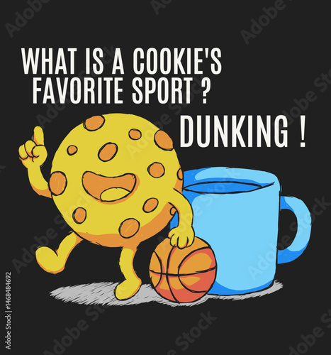 Funny Cookies quote, Pun character illustration. Can be used as Sticker, posters, prints. Retro cartoon style. Vector illustration