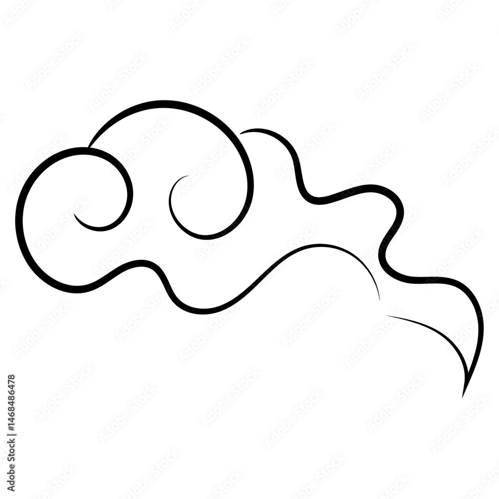 Hand Drawn Japanese Cloud Line Hand Drawn Japanese Cloud Line