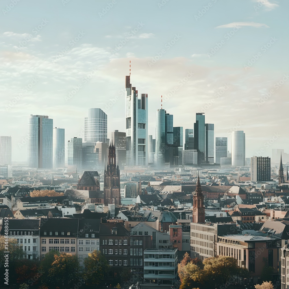 Fototapeta premium Cityscape panorama of modern and historical architecture