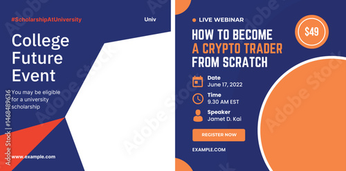 College Future Event and Crypto Trading Webinar Promotion Square Design