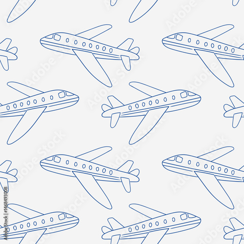 Repeated pattern of simple airplane illustrations on light background