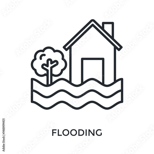 Flooding Icon Outline Style. Vector Illustration For Graphic Design