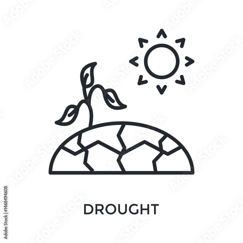 Drought Icon Outline Style. Vector Illustration For Graphic Design