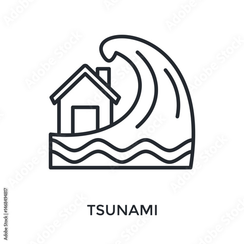 Tsunami Icon Outline Style. Vector Illustration For Graphic Design