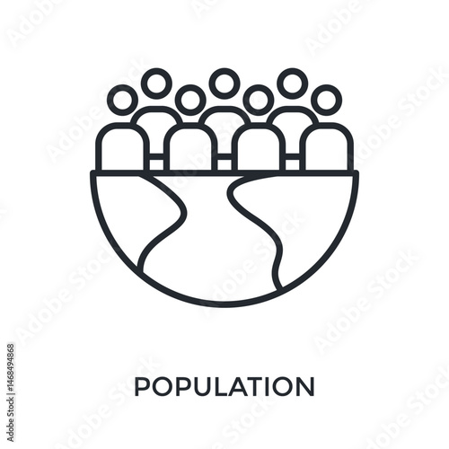 Population Icon Outline Style. Vector Illustration For Graphic Design